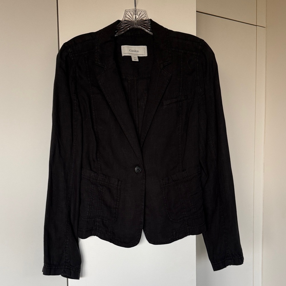 Women's Linen Black Blazer